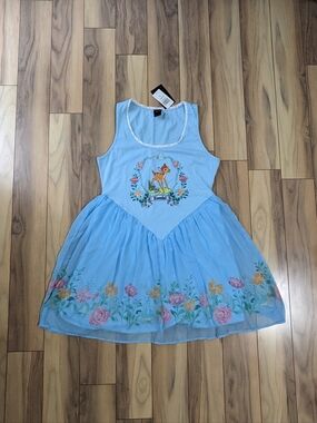 NWT! Disney Bambi Flower Lace Dress In Light Blue Size L